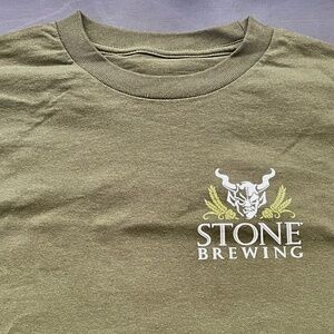Stone Brewing classic “4.0” Logo Tee SMALL MEN’S Olive NWT